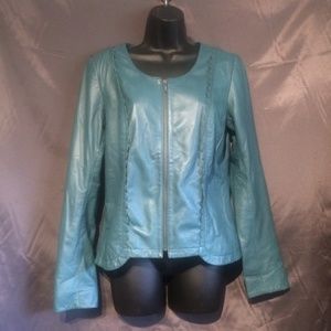Hinge Soft Leather Jacket Teal